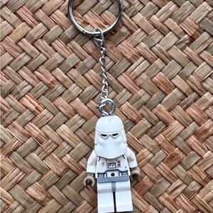 White and Gray LEGO Keychain
